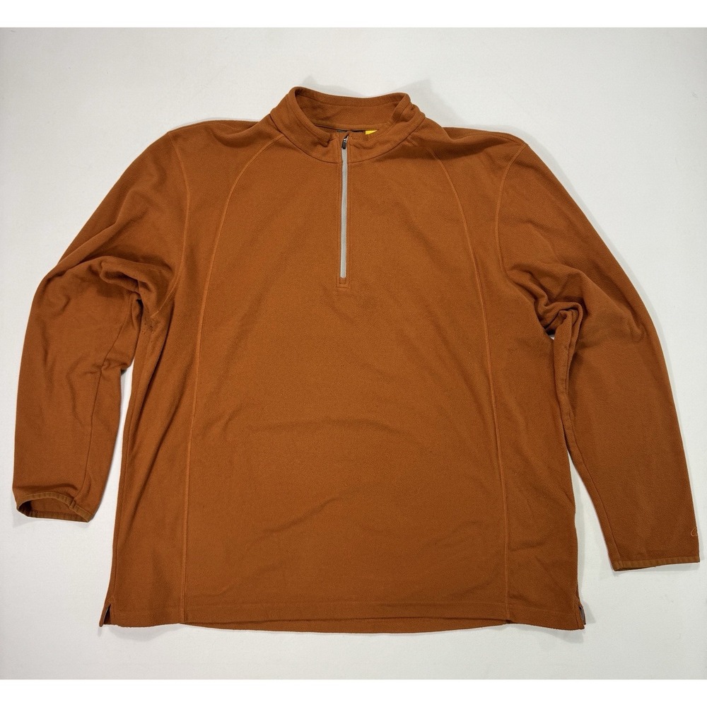 Cabelas Men’s 3XL Fleece 1/4 Zip Orange Outdoor Pullover Sweater Hiking